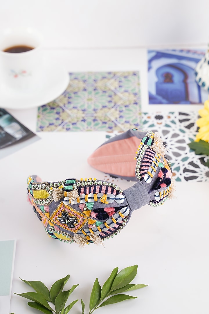 Blue Georgette Headband by Joey & Pooh X Payal Singhal at Pernia's Pop Up Shop