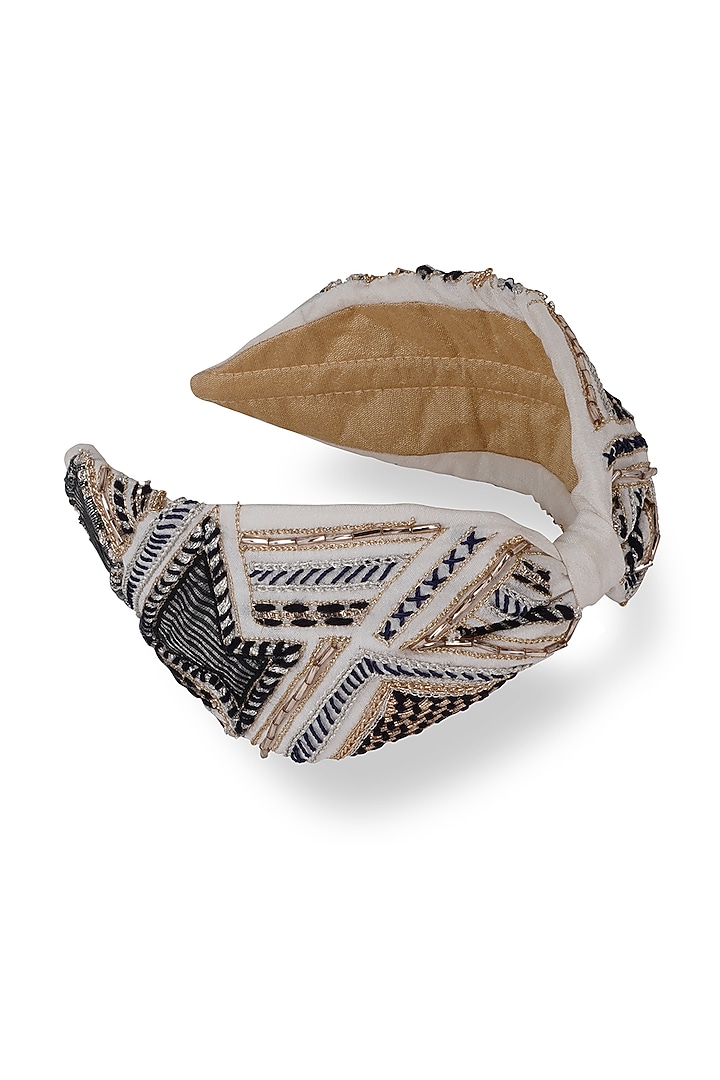 Ivory Crepe Headband by Joey & Pooh X Payal Singhal at Pernia's Pop Up Shop