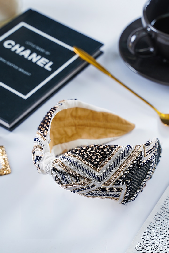 Ivory Crepe Headband by Joey & Pooh X Payal Singhal at Pernia's Pop Up Shop