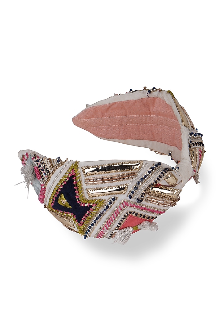 Ivory Applique Headband by Joey & Pooh X Payal Singhal at Pernia's Pop Up Shop