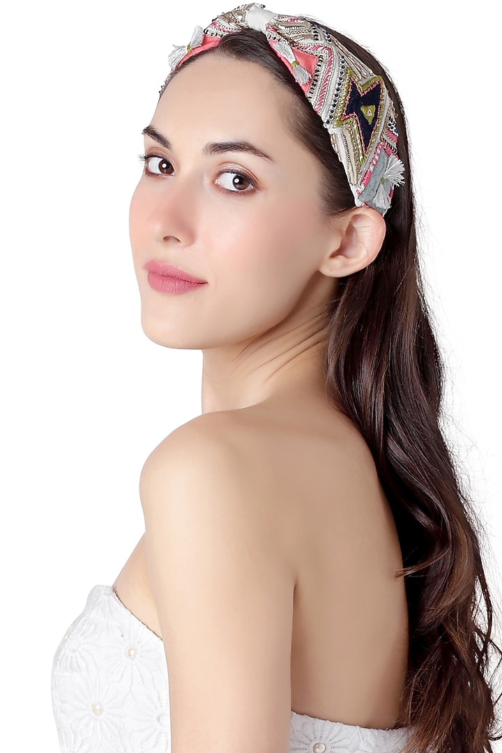 Ivory Applique Headband by Joey & Pooh X Payal Singhal at Pernia's Pop Up Shop