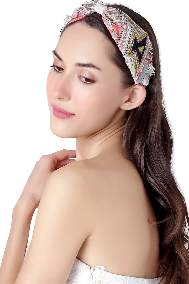 Ivory Applique Headband by Joey & Pooh X Payal Singhal at Pernia's Pop Up Shop