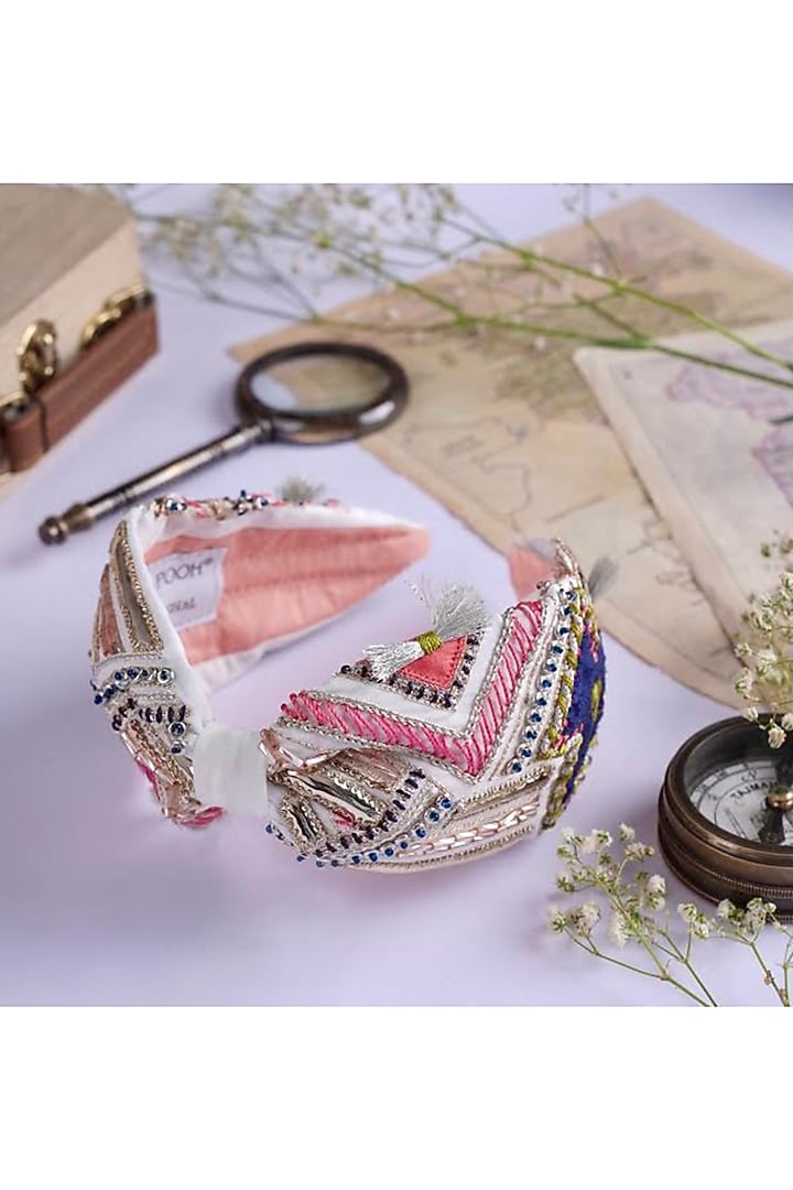 Ivory Applique Headband by Joey & Pooh X Payal Singhal at Pernia's Pop Up Shop