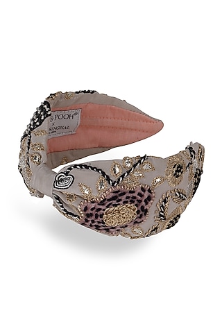 Grey Crepe Headband by Joey & Pooh X Payal Singhal