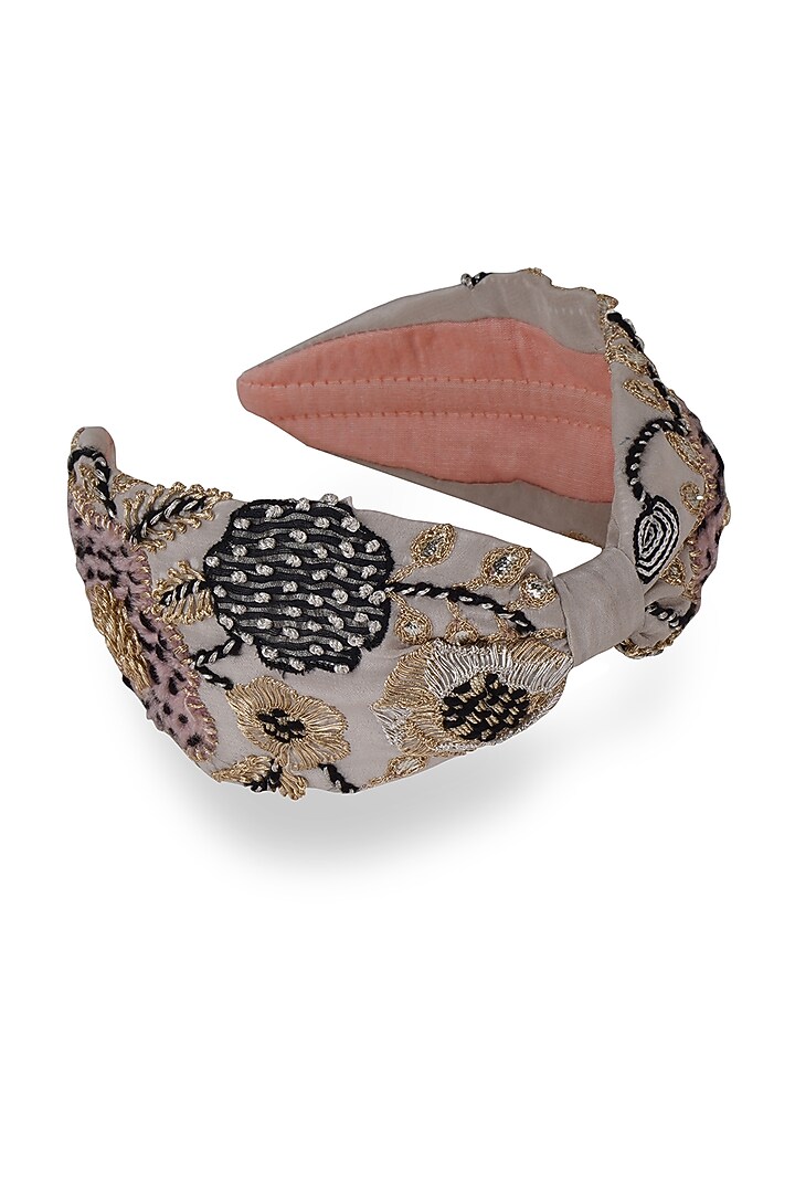 Grey Crepe Headband by Joey & Pooh X Payal Singhal at Pernia's Pop Up Shop