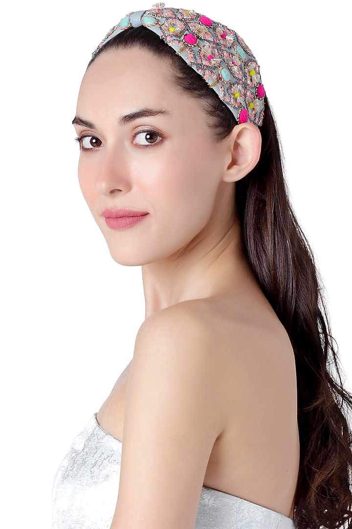 Blue Crepe Headband by Joey & Pooh X Payal Singhal at Pernia's Pop Up Shop