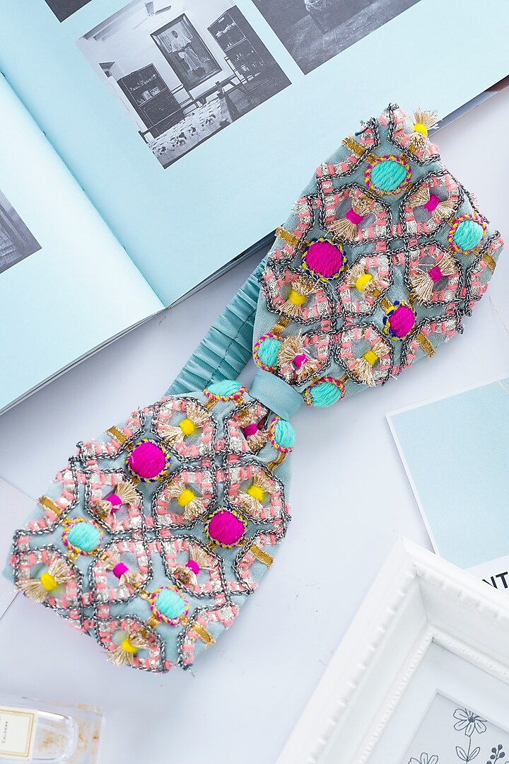 Blue Crepe Headband by Joey & Pooh X Payal Singhal at Pernia's Pop Up Shop