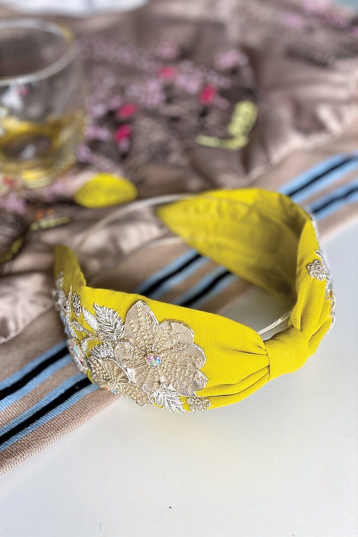 Lime Yellow Floral Hairband by Joey & Pooh at Pernia's Pop Up Shop