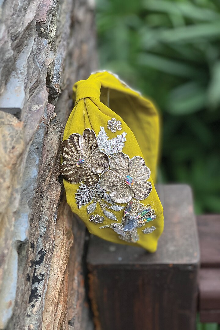 Lime Yellow Floral Hairband by Joey & Pooh at Pernia's Pop Up Shop