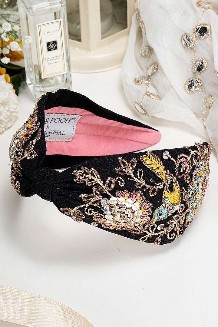 Black Embroidered Headband by Joey & Pooh at Pernia's Pop Up Shop