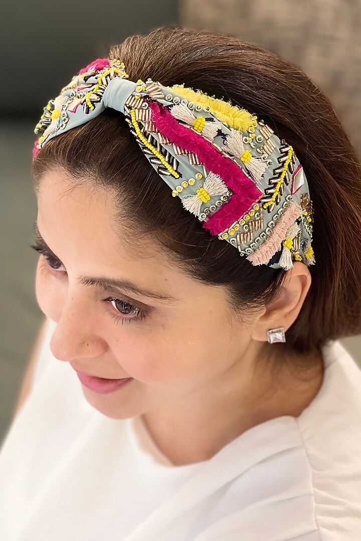 Pale Blue Embellished Headband by Joey & Pooh at Pernia's Pop Up Shop