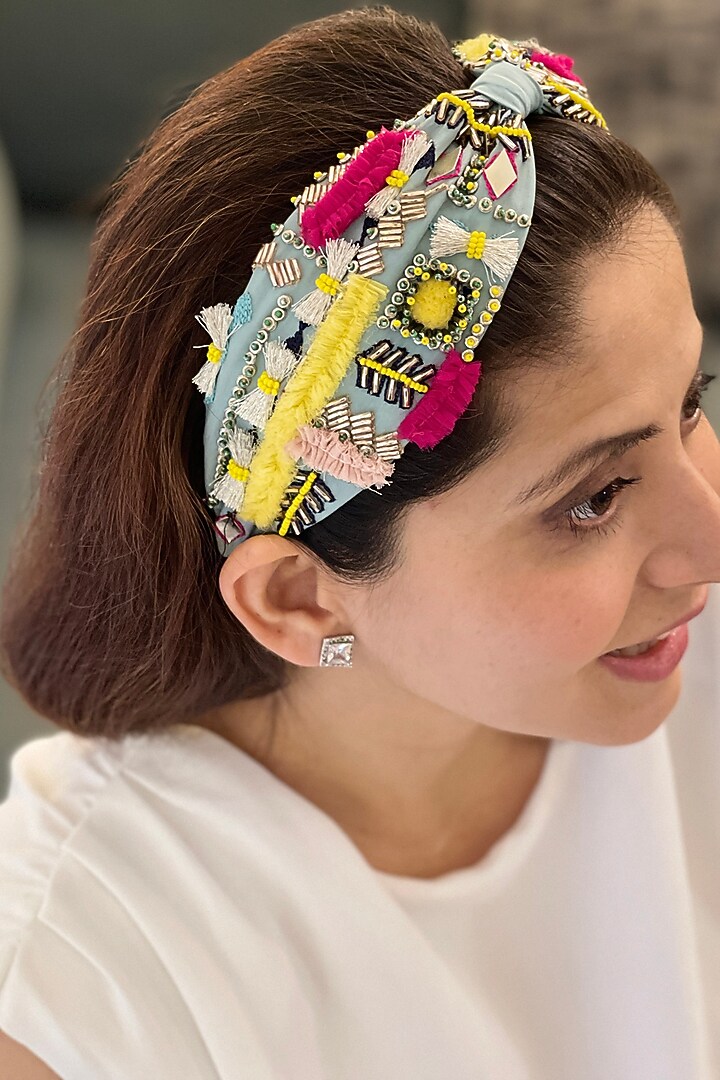 Pale Blue Embellished Headband by Joey & Pooh at Pernia's Pop Up Shop