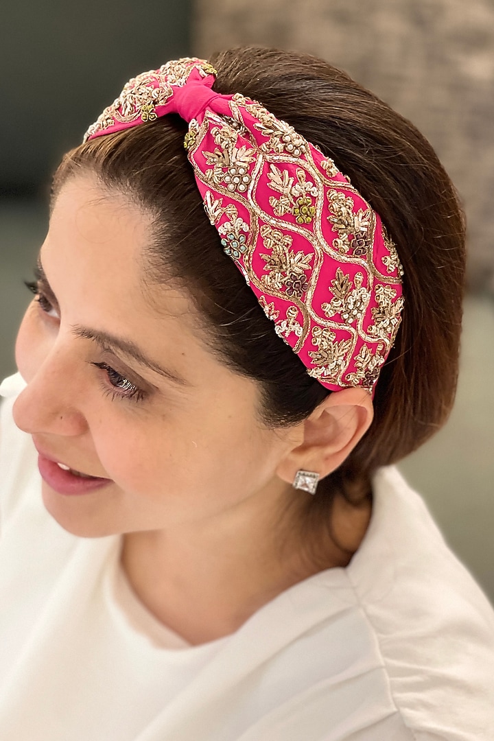 Pink Embellished Headband by Joey & Pooh at Pernia's Pop Up Shop