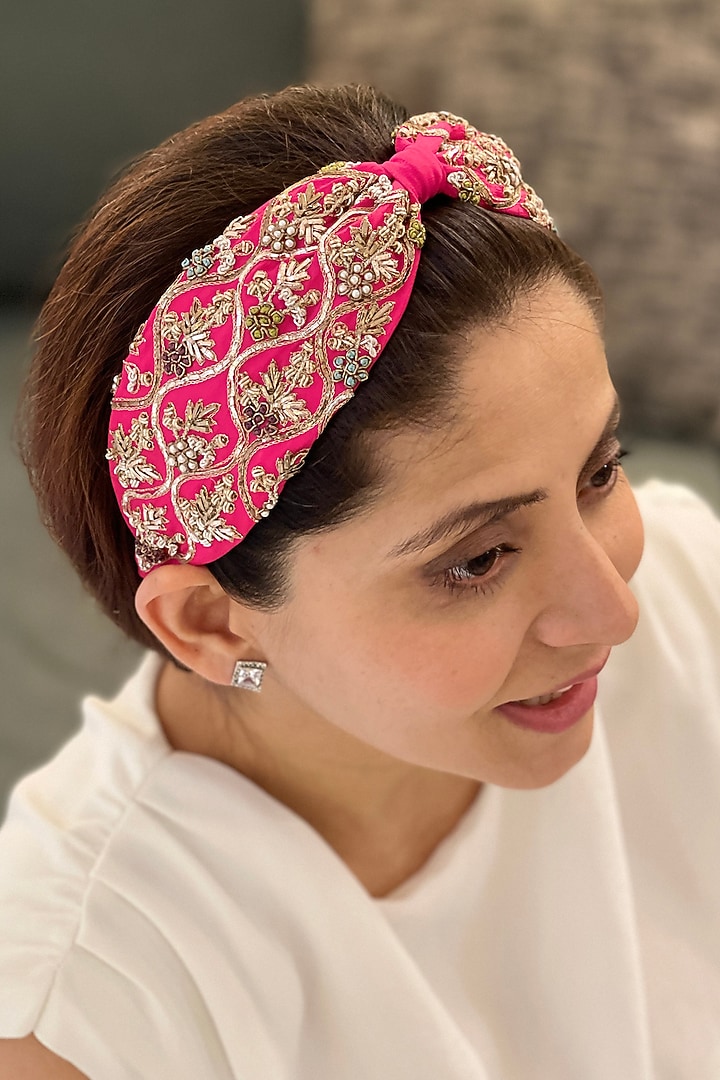 Pink Embellished Headband by Joey & Pooh at Pernia's Pop Up Shop
