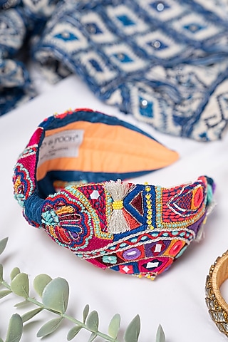 Blue Embroidered Headband by Joey & Pooh