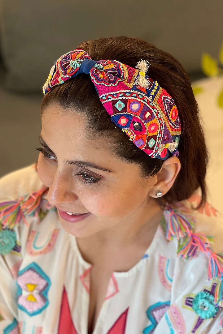 Blue Embroidered Headband by Joey & Pooh at Pernia's Pop Up Shop