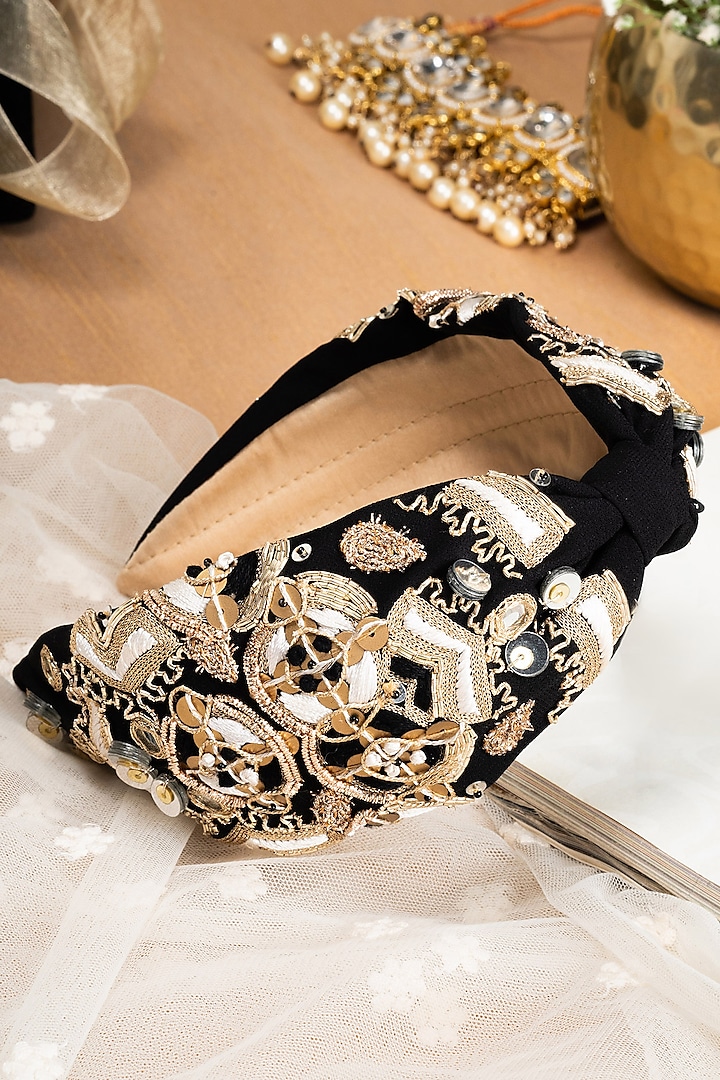 Black Embellished Headband by Joey & Pooh at Pernia's Pop Up Shop