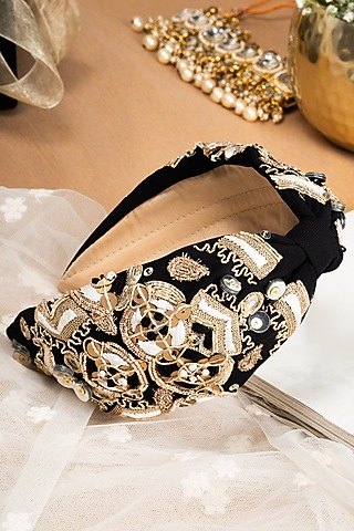 Black Embellished Headband by Joey & Pooh