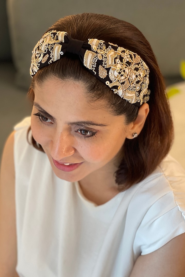 Black Embellished Headband by Joey & Pooh at Pernia's Pop Up Shop