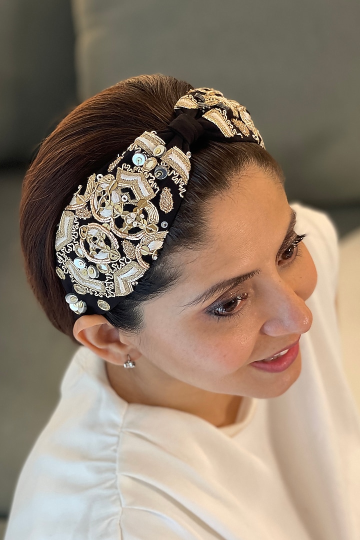 Black Embellished Headband by Joey & Pooh at Pernia's Pop Up Shop