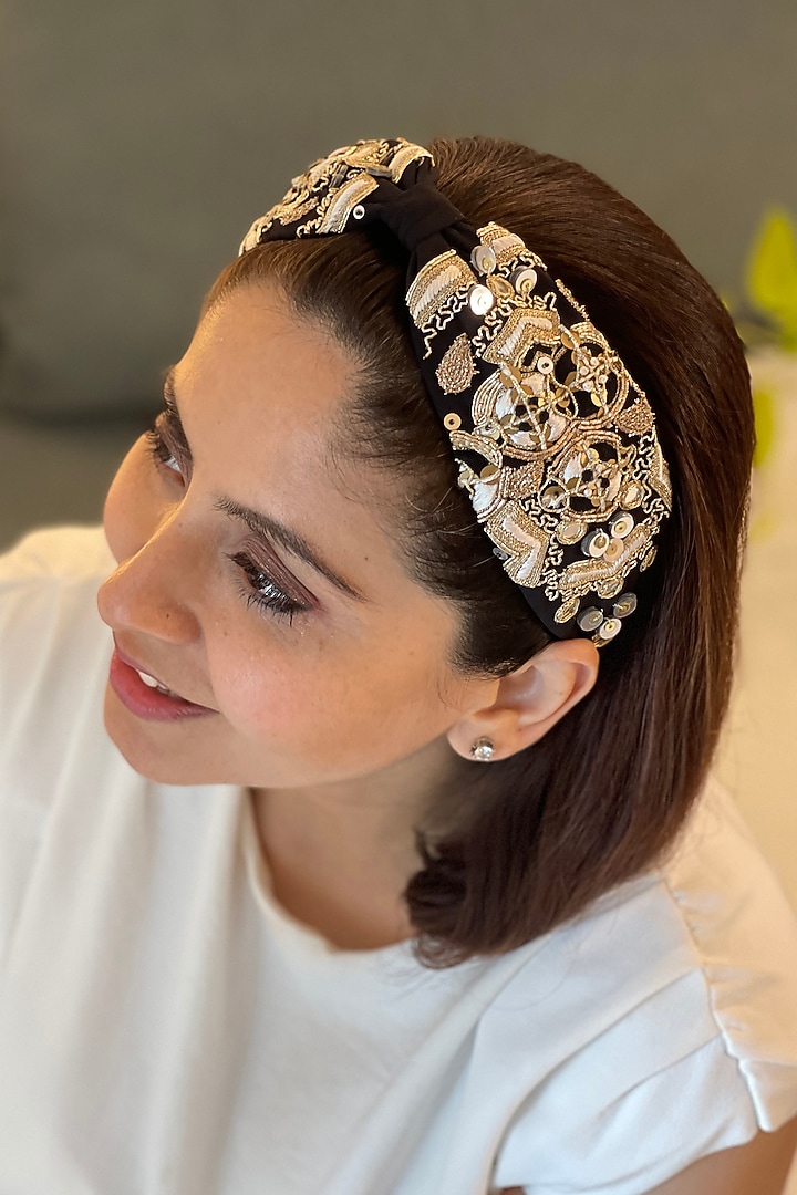 Black Embellished Headband by Joey & Pooh at Pernia's Pop Up Shop