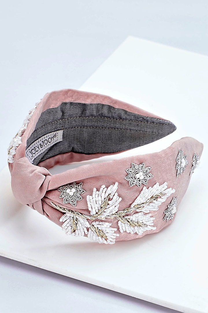 Pink Embellished Turban Hairband by Joey & Pooh
