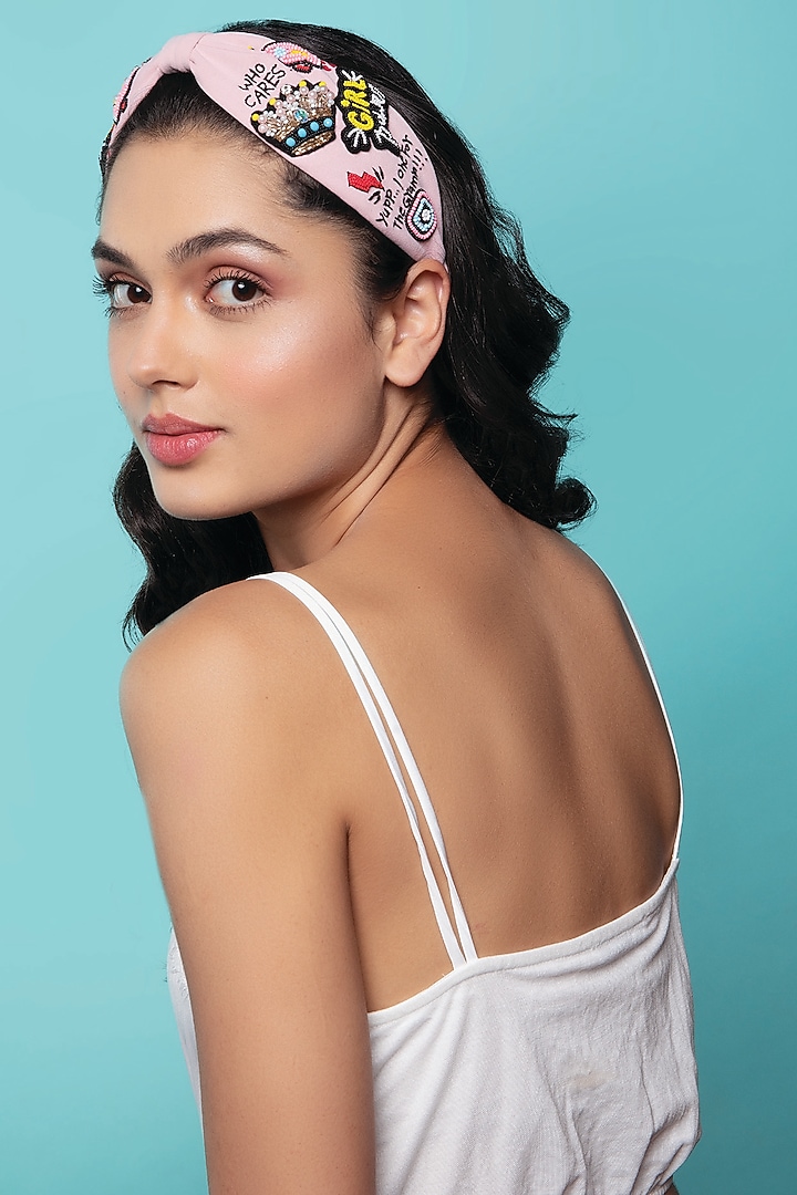 Pink Moss Crepe Headband by Joey & Pooh at Pernia's Pop Up Shop