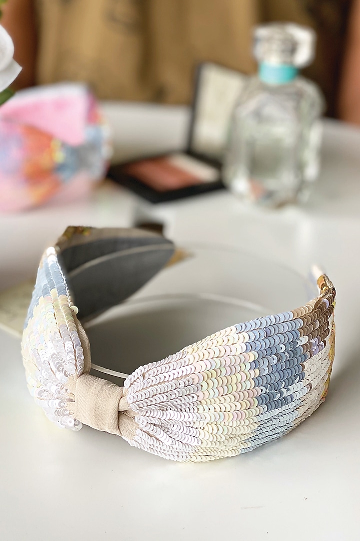 Ivory Sequins Embellished Headband by Joey & Pooh