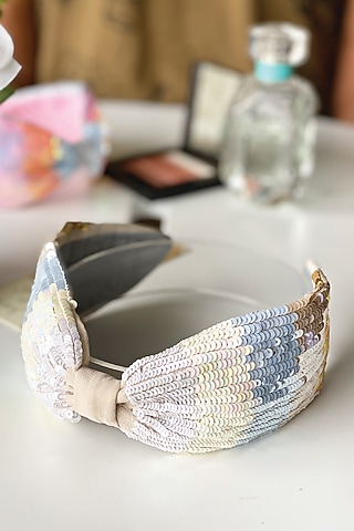 Ivory Sequins Embellished Headband by Joey & Pooh