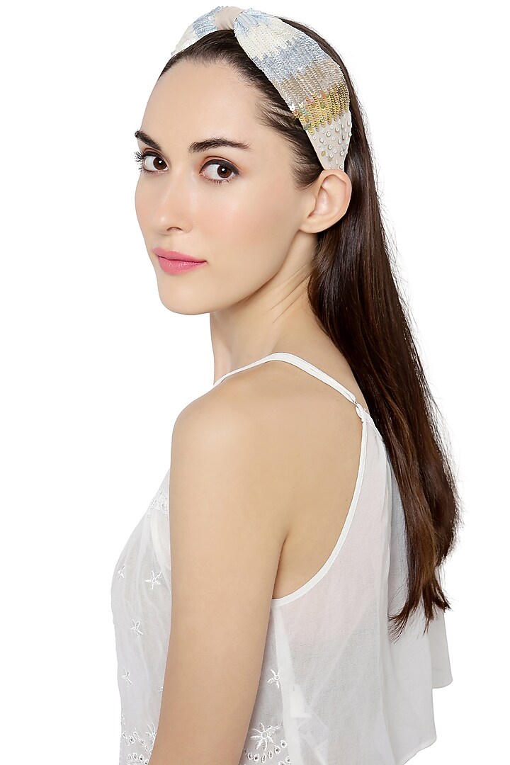 Ivory Sequins Embellished Headband by Joey & Pooh at Pernia's Pop Up Shop