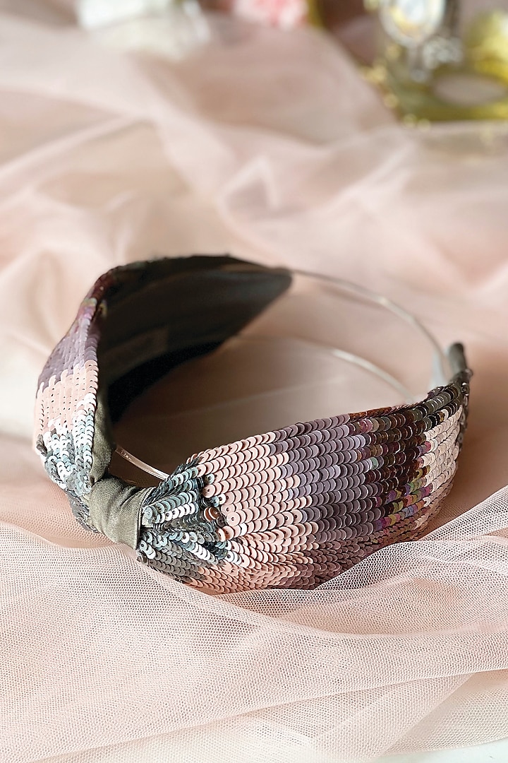 Mauve Sequins Embellished Headband by Joey & Pooh