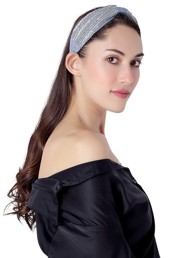 Blue Embellished Headband by Joey & Pooh at Pernia's Pop Up Shop