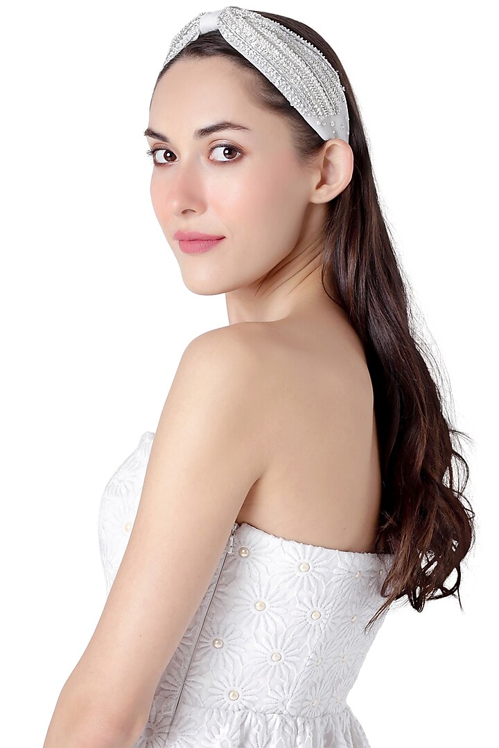 Ivory Embellished Headband by Joey & Pooh at Pernia's Pop Up Shop
