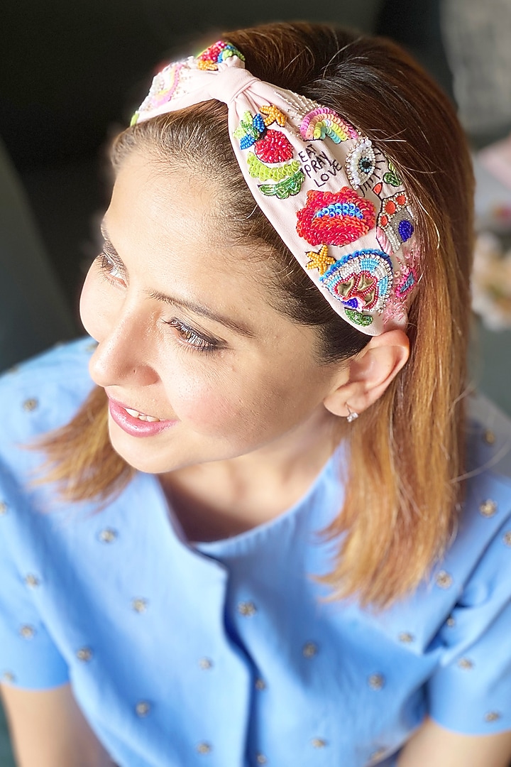 Pink Moss Georgette Headband by Joey & Pooh at Pernia's Pop Up Shop