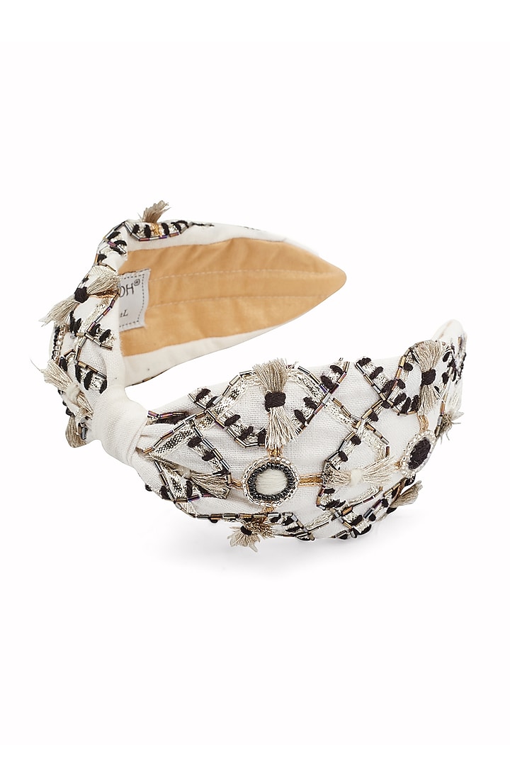 White Embroidered Headband by Joey & Pooh