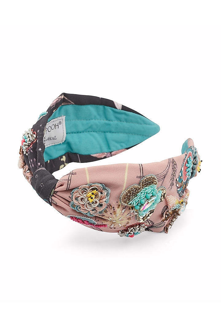 Black Printed & Embroidered Hairband by Joey & Pooh