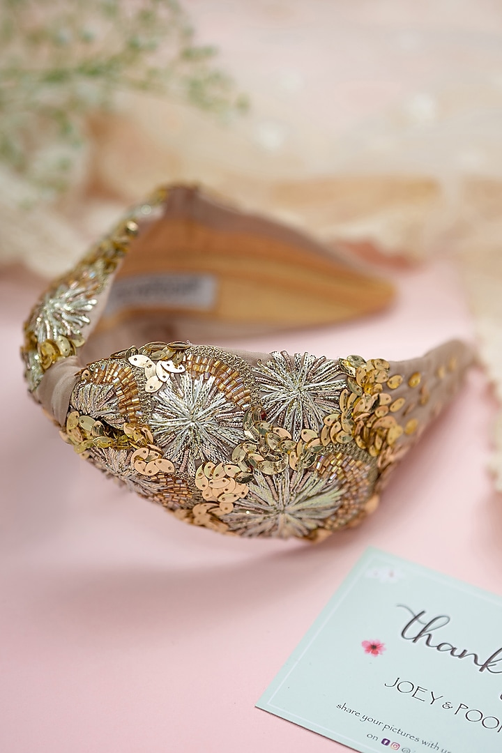 Gold Embroidered Headband by Joey & Pooh