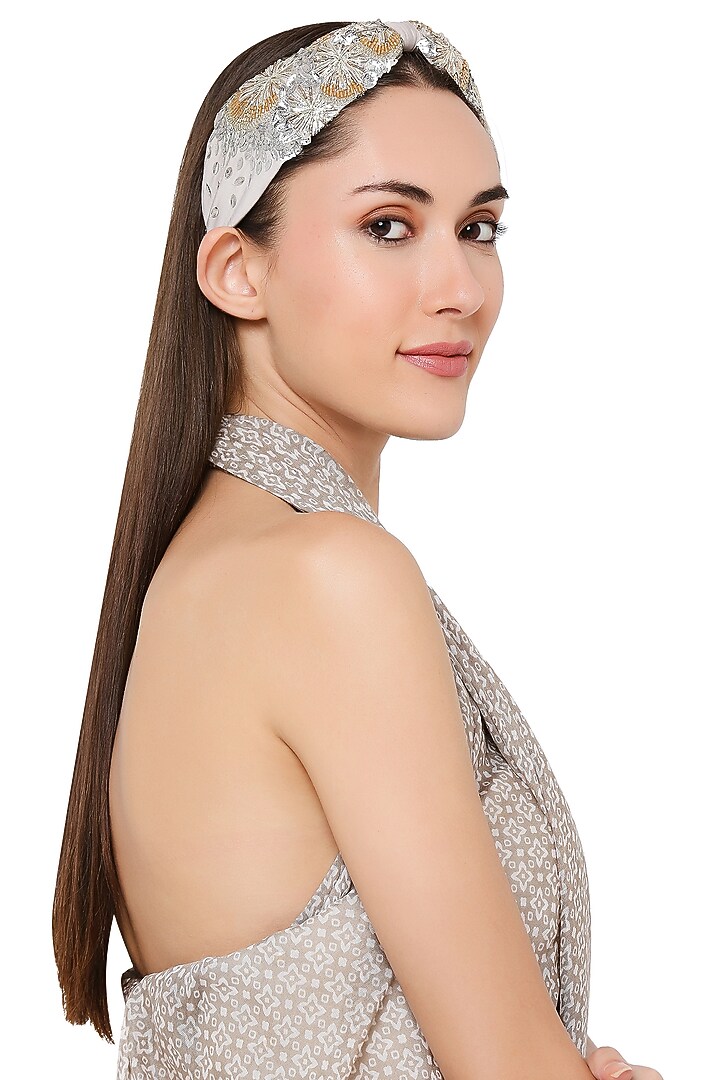 Silver Embroidered Headband by Joey & Pooh at Pernia's Pop Up Shop