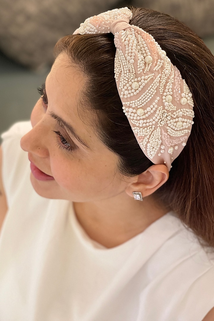Pink Embroidered Headband by Joey & Pooh at Pernia's Pop Up Shop