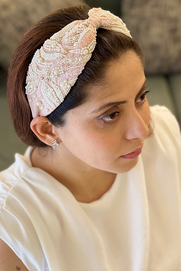 Pink Embroidered Headband by Joey & Pooh at Pernia's Pop Up Shop