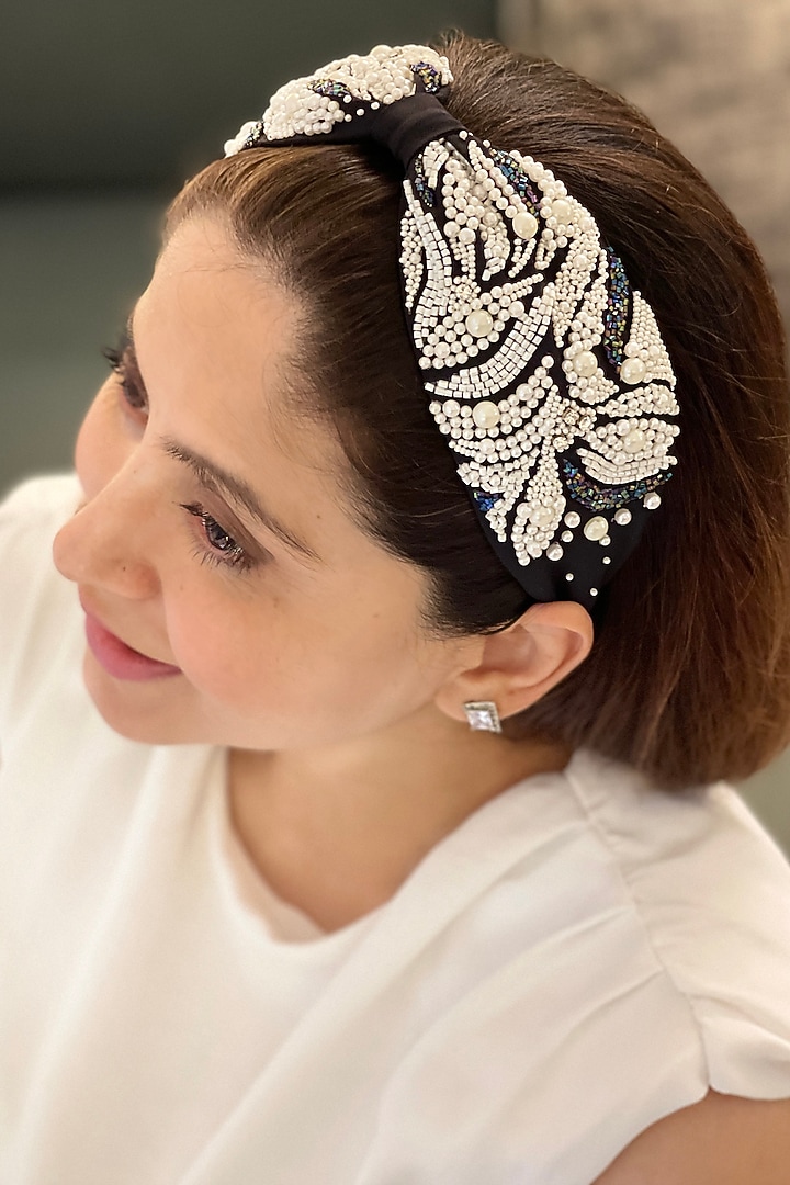 Black Embroidered Headband by Joey & Pooh at Pernia's Pop Up Shop