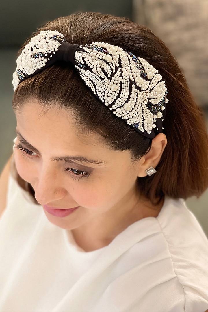 Black Embroidered Headband by Joey & Pooh at Pernia's Pop Up Shop