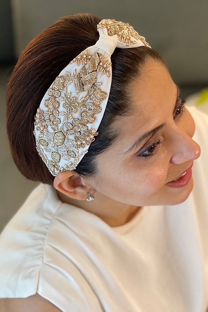 Ivory Embellished Headband by Joey & Pooh at Pernia's Pop Up Shop