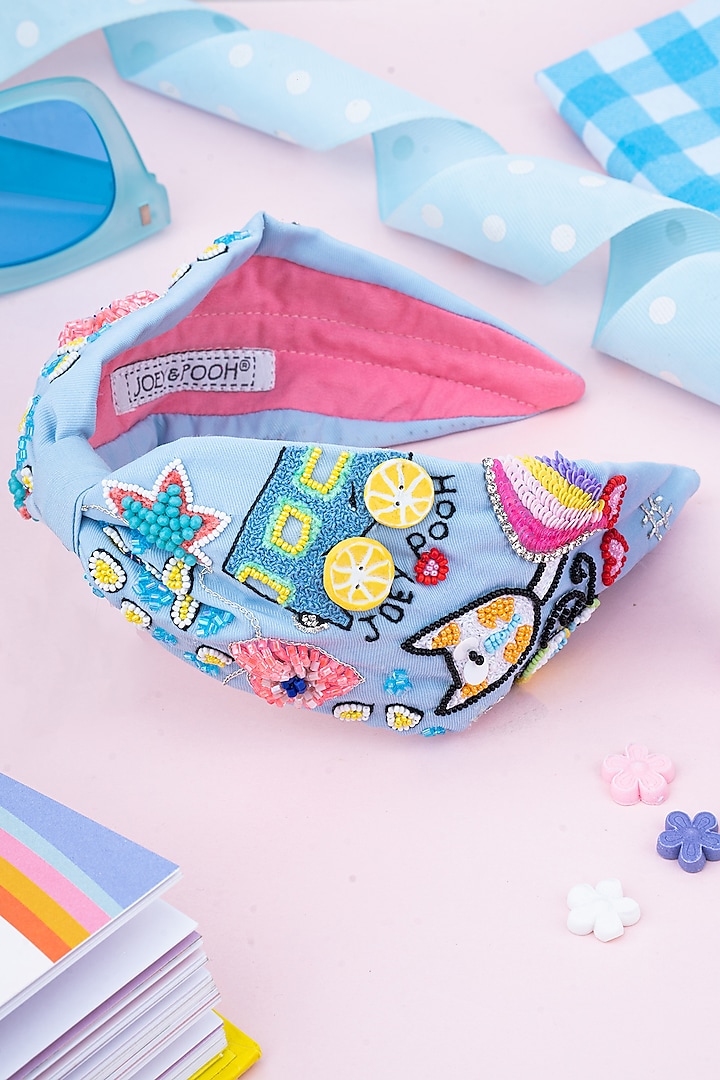 Blue Embellished Headband by Joey & Pooh at Pernia's Pop Up Shop