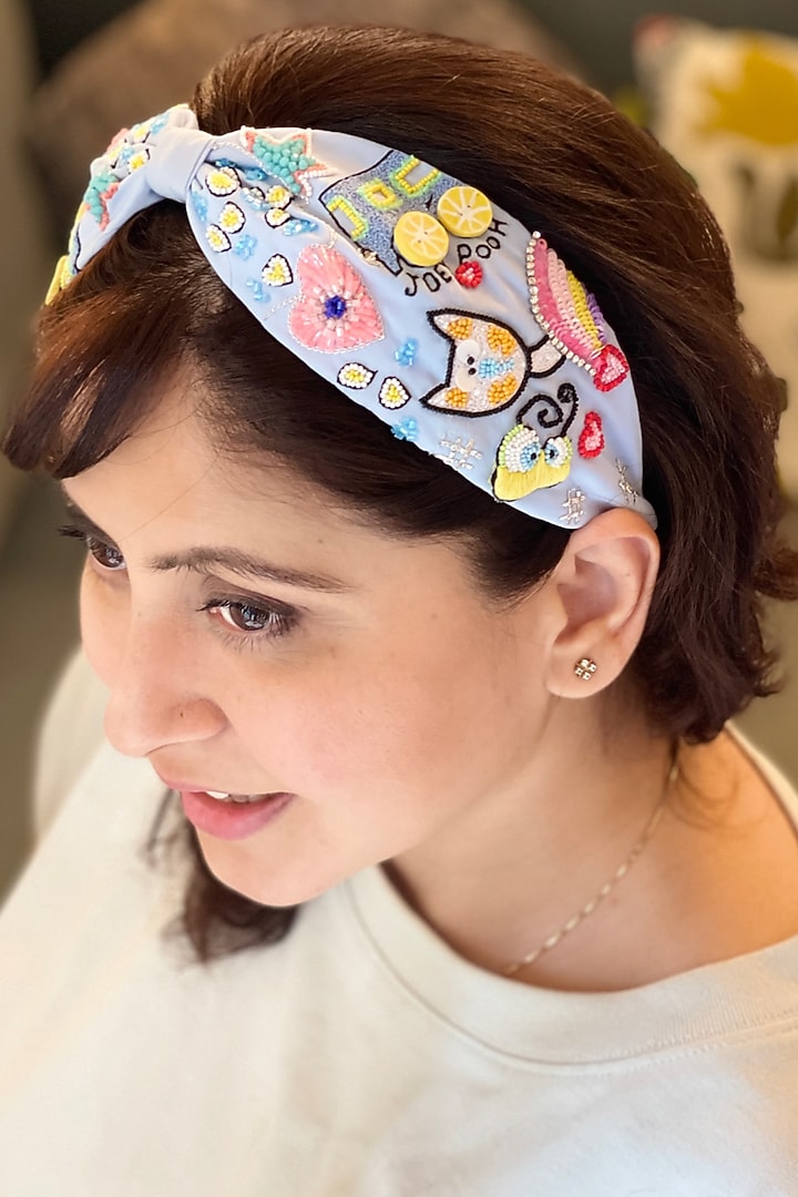 Blue Embellished Headband by Joey & Pooh at Pernia's Pop Up Shop