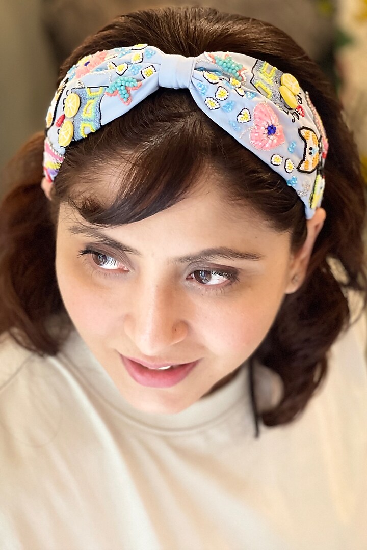 Blue Embellished Headband by Joey & Pooh at Pernia's Pop Up Shop