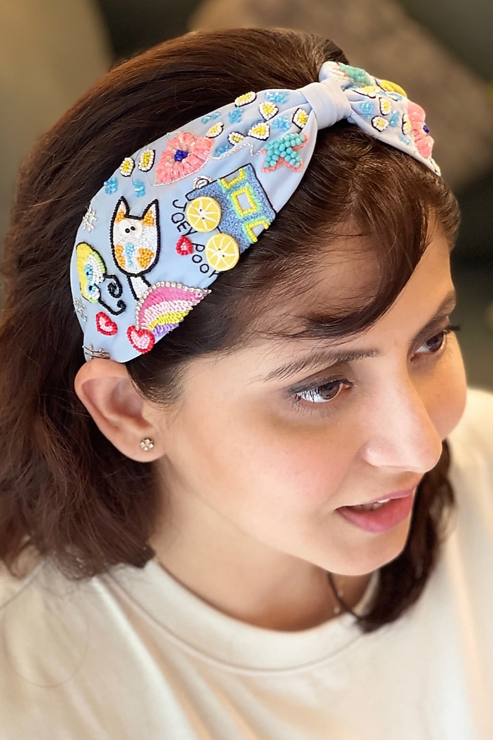 Blue Embellished Headband by Joey & Pooh at Pernia's Pop Up Shop