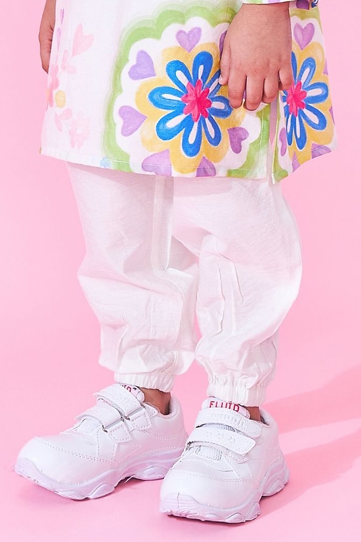 White Cotton Chanderi Printed & Embroidered Jacket Set For Boys by Joey and Pooh Kids at Pernia's Pop Up Shop