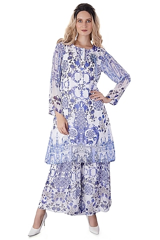 Georgette Porcelain Printed Tunic by Jyo Das