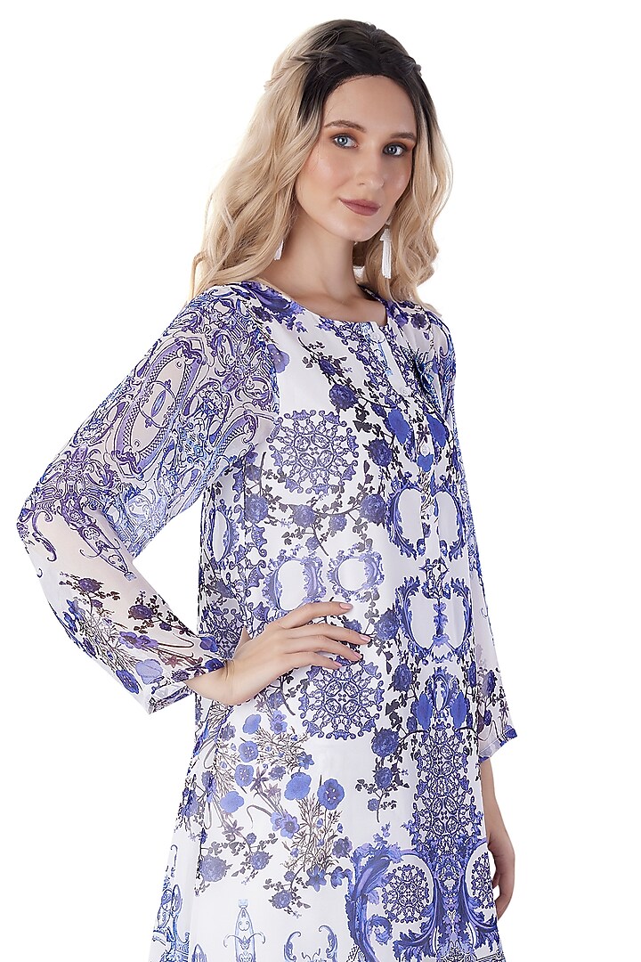 Georgette Porcelain Printed Tunic by Jyo Das at Pernia's Pop Up Shop